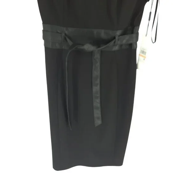 Calvin Klein Crepe Short Sheath Dress Faux Leather Belt Professional Workwear 2 - Picture 3 of 16